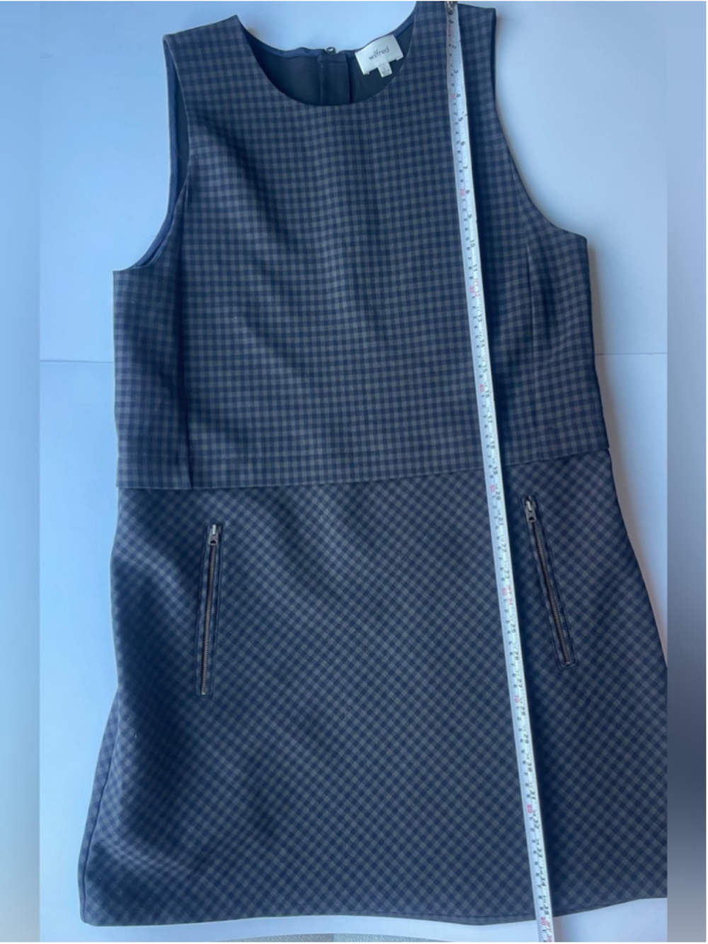 Aritzia Wilfred Plaid Mini Dress Sleeveless Tailored Zip Pocket - Picture 8 of 8